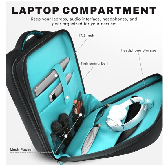 Black and Blue DJ Controller Backpack - Picture 5 of 14